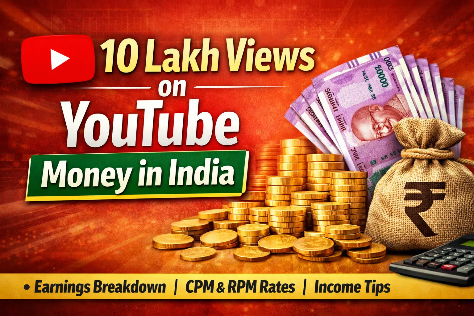10 lakh views on Youtube money in India